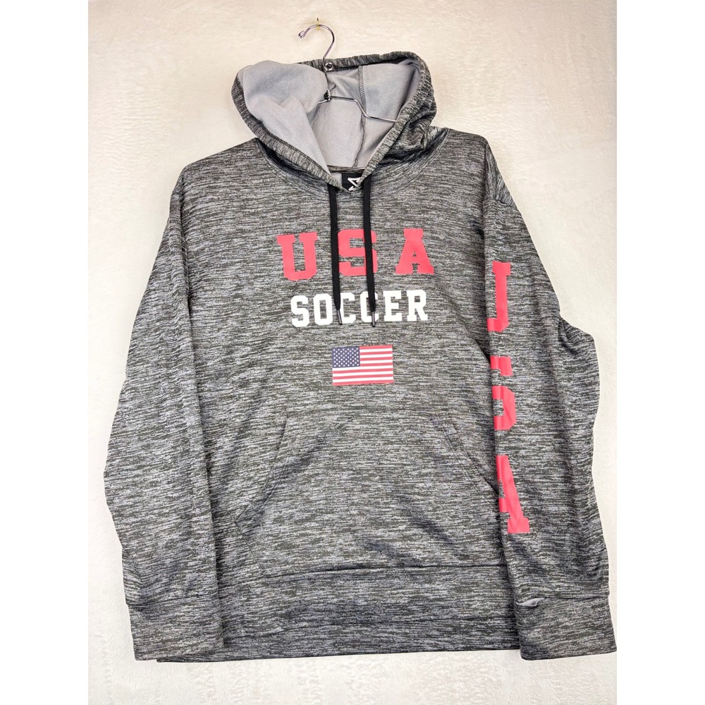 Striker Mens USA Soccer Hoodie Gray Heather Performance Sweatshirt XL